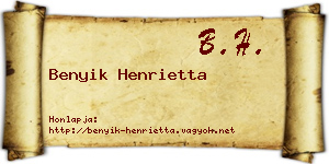 Benyik Henrietta névjegykártya